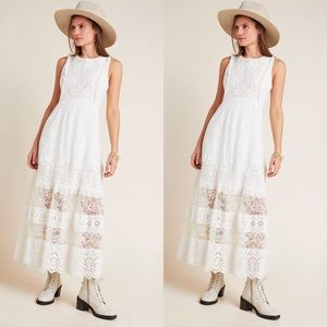 Anthropologie White Lace Maxi Dress
